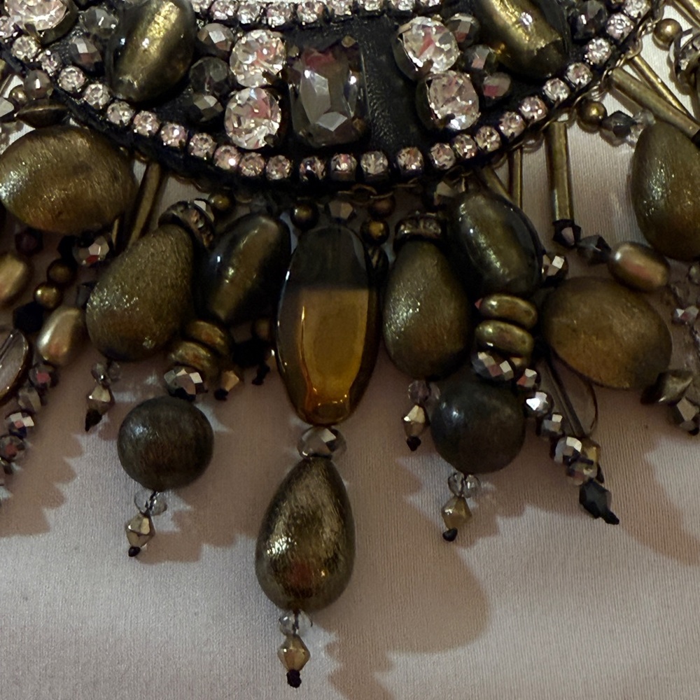 Chico's Metallic Gold and Antique Brass Statement Necklace - Picture 6 of 7